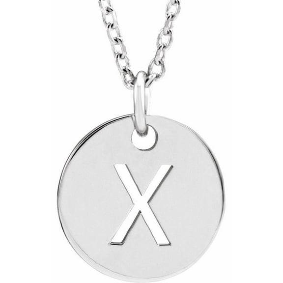Precious Stars Unisex Sterling Silver Initial X Dangle Disc Necklace