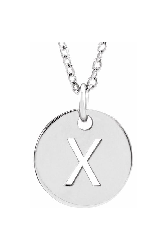Unisex Sterling Silver Initial X Dangle Disc Necklace