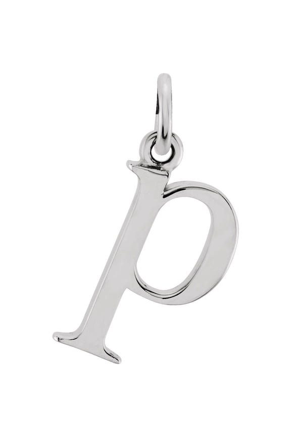 Unisex Sterling Silver Lowercase P Initial 16 Inch Necklace