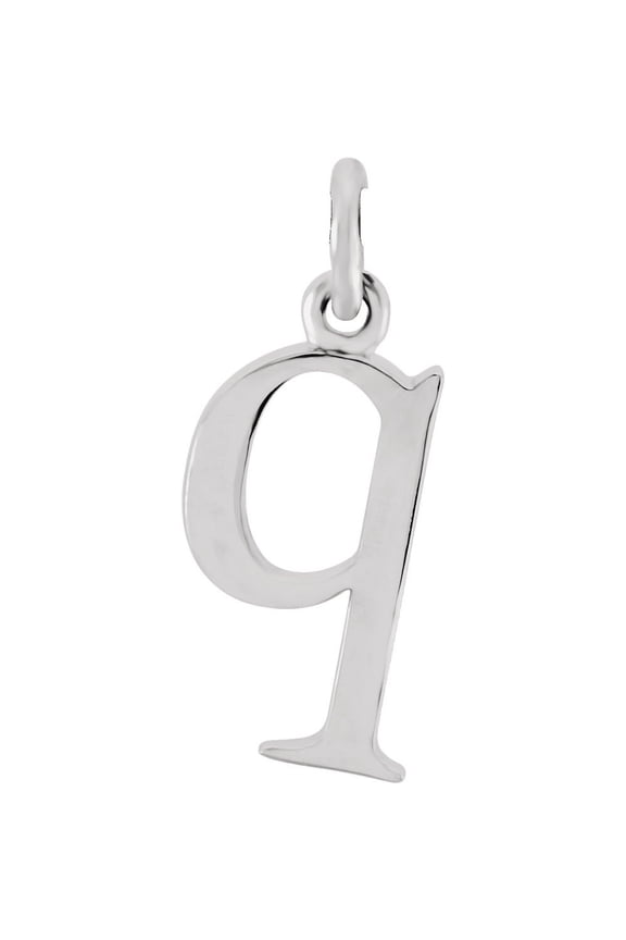 Unisex Sterling Silver Lowercase Q Initial 16 Inch Necklace