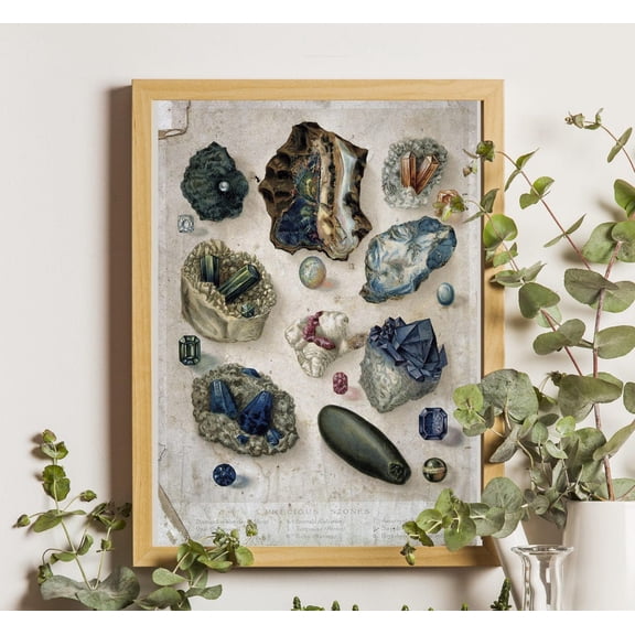 Precious Stones Poster, Gemstones Poster, Crystal Style, Vintage Mineral Poster, Gem Wall Art, Geology, Boho Chic, Vintage Minerals, Unframed Poster Size 16x24