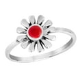 thumbnail image 1 of Precious Sunflower Red Coral Blossom Sterling Silver Band Ring-9, 1 of 5