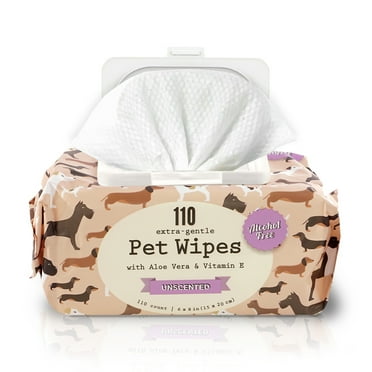 Precious Tails 110pc Pet Wipes with Aloe Vera Vit E Unscented