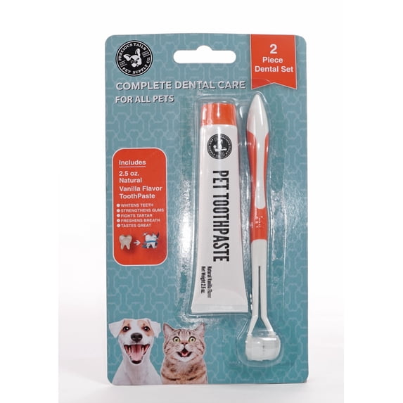 Precious Tails 2-Piece Cat & Dog Tooth Brushing Kit with Pet Toothbrush and 2.5 oz Toothpaste