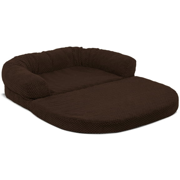 Precious Tails Chenille Round Sofa Fold Out Orthopedic Pet Dog Bed
