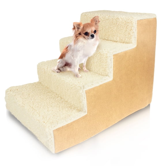Precious Tails Deluxe High-Density Foam 4-Step Pet Stairs for Dogs and Cats - Durable, Lightweight, and Portable Staircase for Easy Mobility Assistance