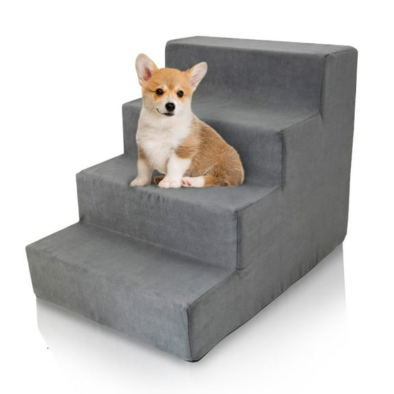 Precious Tails Deluxe High-Density Foam 4-Step Pet Stairs for Dogs and Cats - Durable, Lightweight, and Portable Staircase for Easy Mobility Assistance