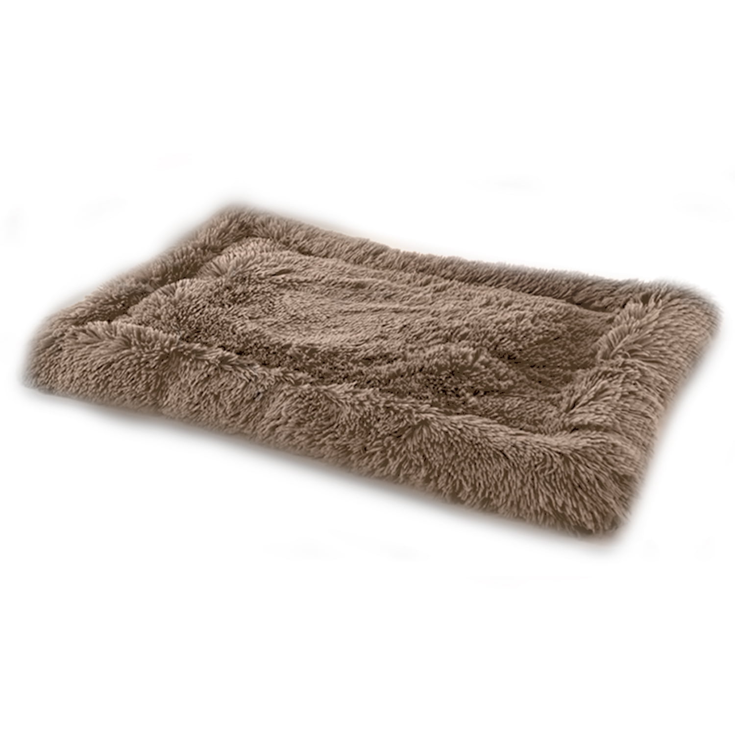 Large Taupe Faux Fur Bordered Pet Mat