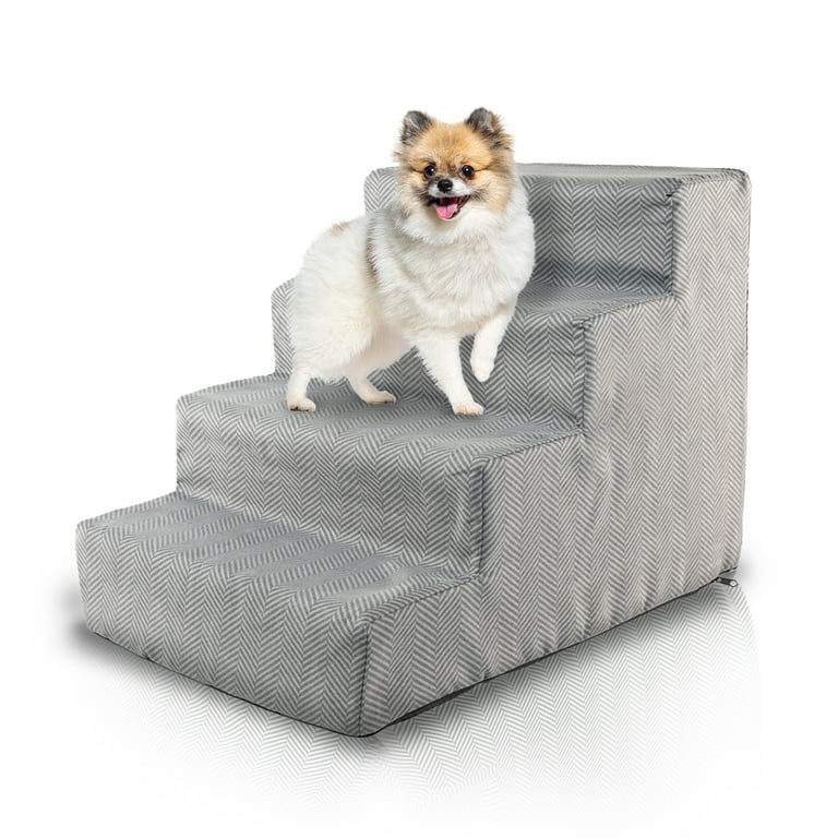Precious Tails Herringbone High Density Foam 4 Step Pet Stairs for Dog Cat