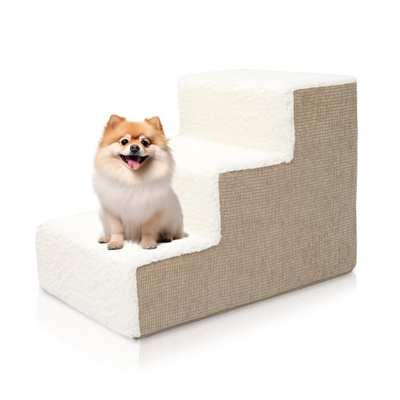 Precious Tails High Density Foam Sherpa Top Wide 3 Steps for Dog/Cat
