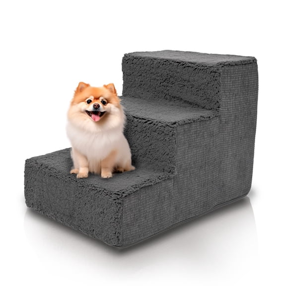 Precious Tails High Density Foam Sherpa Top Wide 3 Steps for Dog/Cat