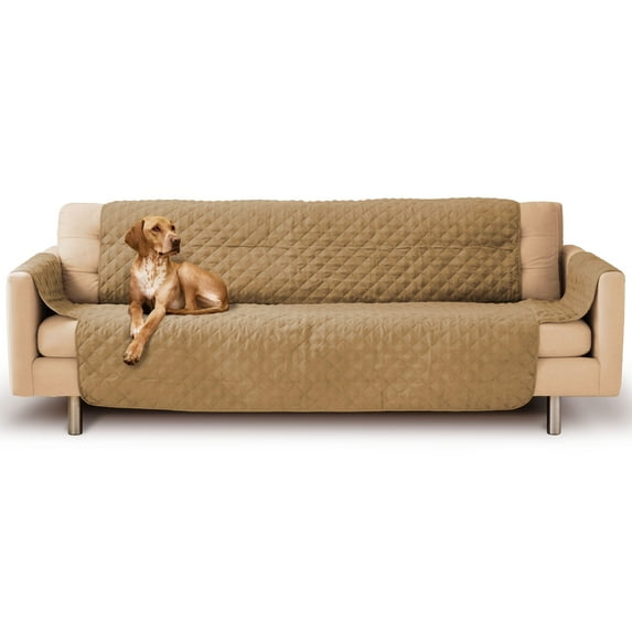 Precious Tails HomeBase Microsuede Dog Sofa Cover, Camel, Large, 110"L x 70.5"W x .25"H