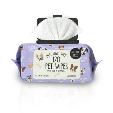 Precious Tails Live. Love. Wipe. Pet Wipes and Dog Paw Cleaner, Lavender Mint, 120 Pcs
