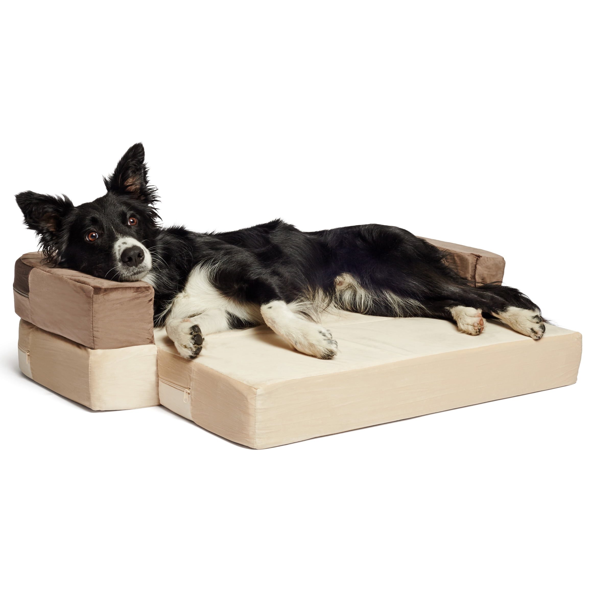 Precious Tails Orthopedic Foam Velvet Convertible Sofa Dog Bed
