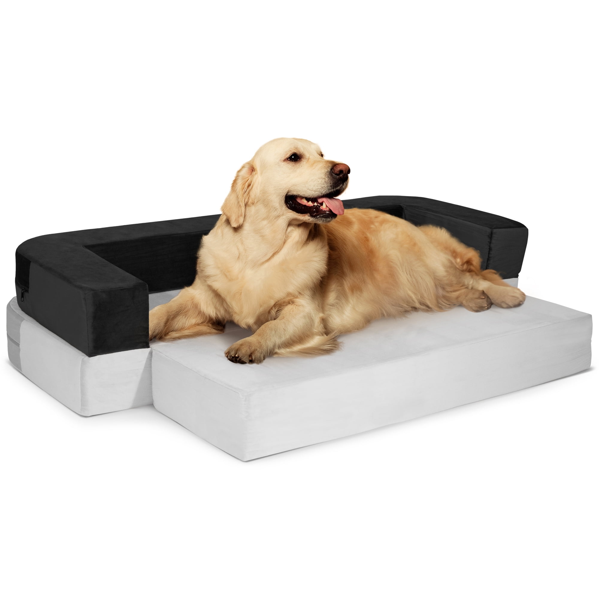 Precious Tails Orthopedic Foam Velvet Convertible Sofa Dog Bed
