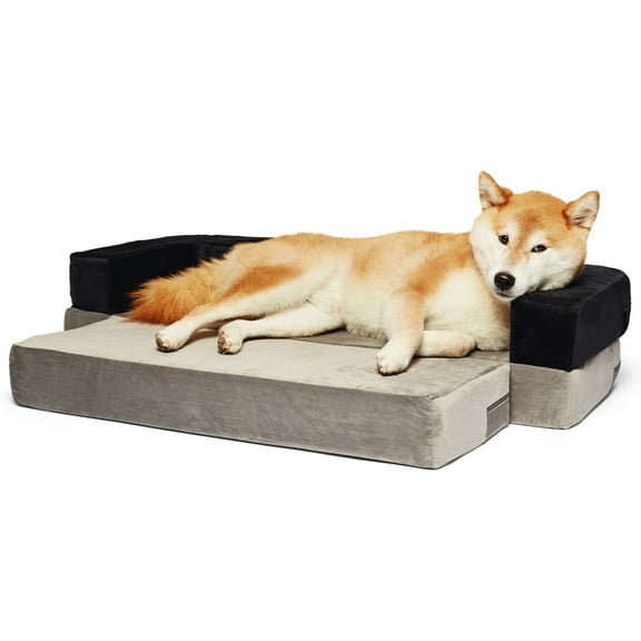 Precious Tails Orthopedic Foam Velvet Convertible Sofa Dog Bed