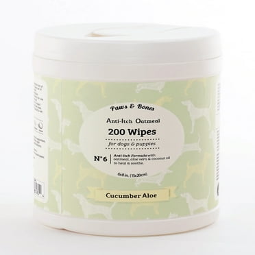 Precious Tails Pet Wipes in Canister for Dogs Cleaning Deodorizing Paws Butt Body Cucumber Aloe 200ct