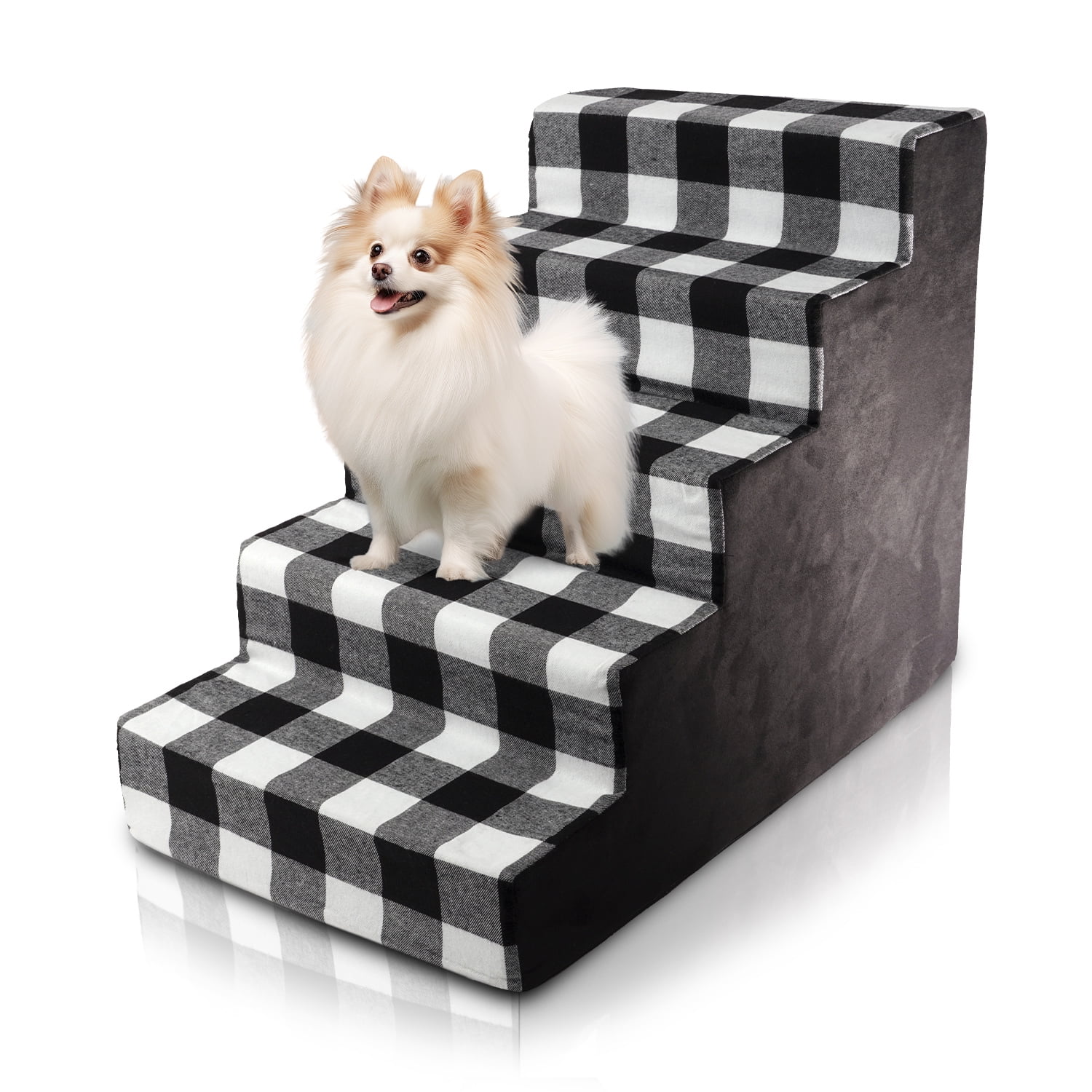 Precious Tails Plaid High Density Foam 4 Steps Pet Dog Stairs