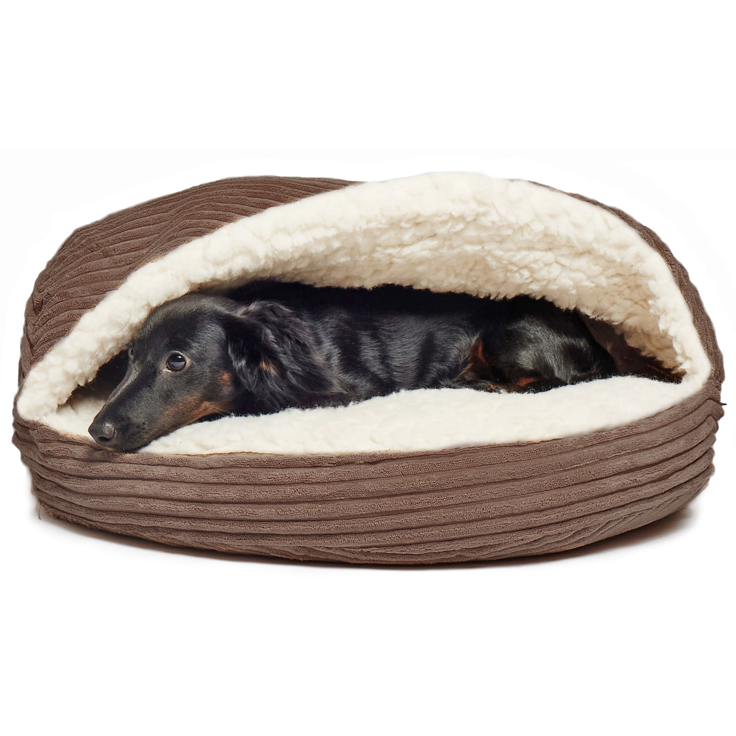 Precious Tails Plush Corduroy And Sherpa Lined Pet Cave Bed