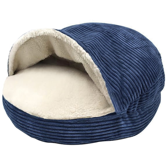 Precious Tails Plush Corduroy and Sherpa Lined Pet Cave Bed - Comfortable, Durable Dog & Cat Bedding, Cozy Washable Pet Bed for Small and Medium Pets