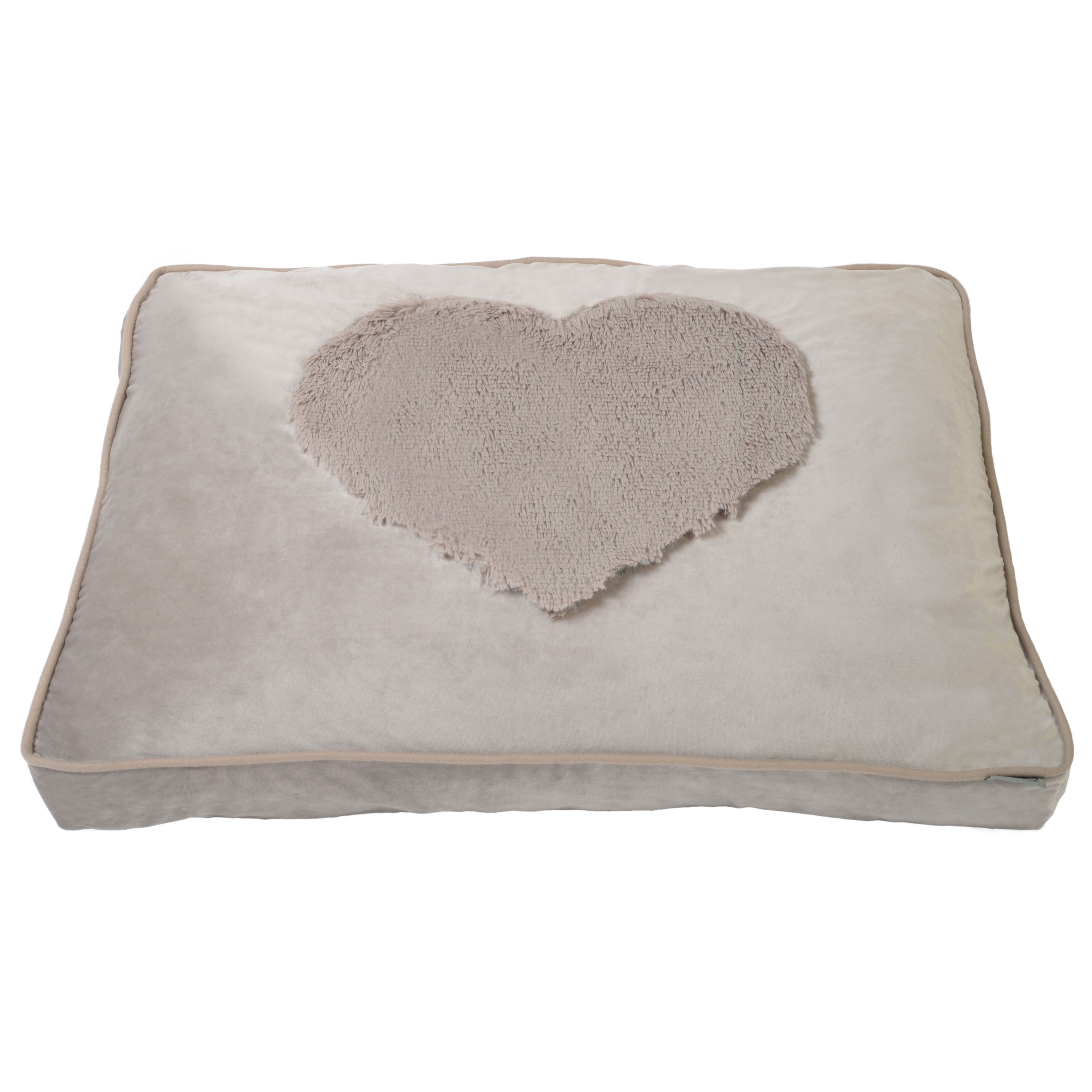 Precious Tails Plush Velvet Heart Fur Applique Pillow Pet Bed