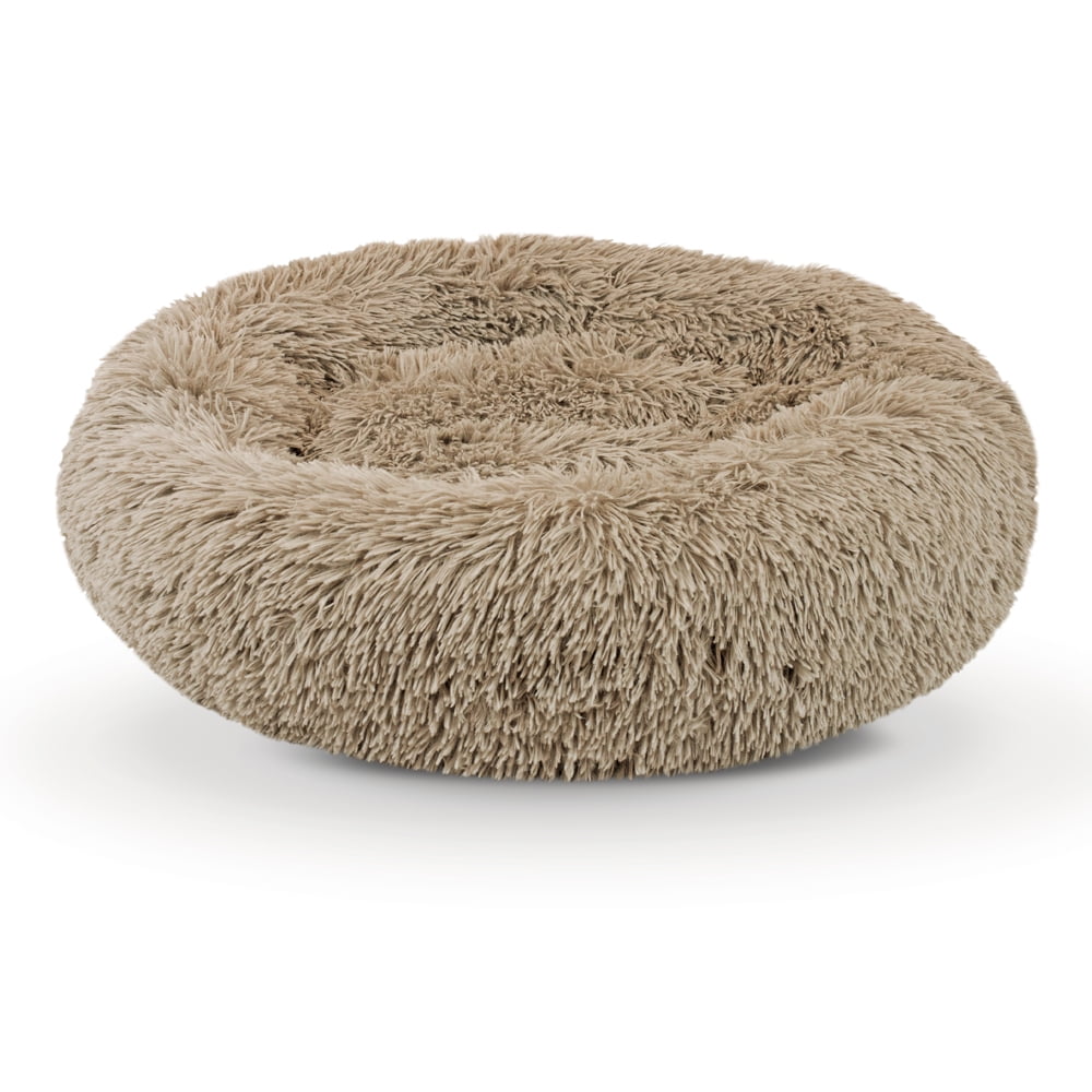 Precious Tails Super Luxe Shaggy Faux Fur Donut Bolster Dog Cat Bed - Medium