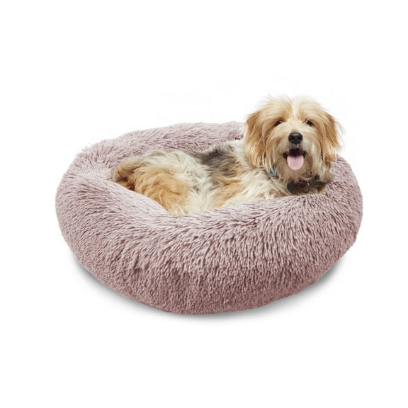 Precious Tails Super Luxe Shaggy Faux Fur Donut Bolster Dog Cat Bed - Small