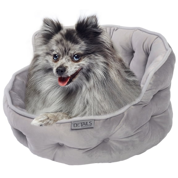 Precious Tails Ultra Plush Mini Tufted Velvet Round Cuddler Dog Cat Pet Bed- Small