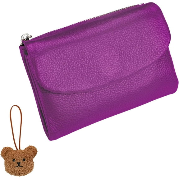 Precious Unisex Pebble Real Leather Wallet - Soft Small RFID Anti Theft and Waterproof Purse for Women and Men Daily Use