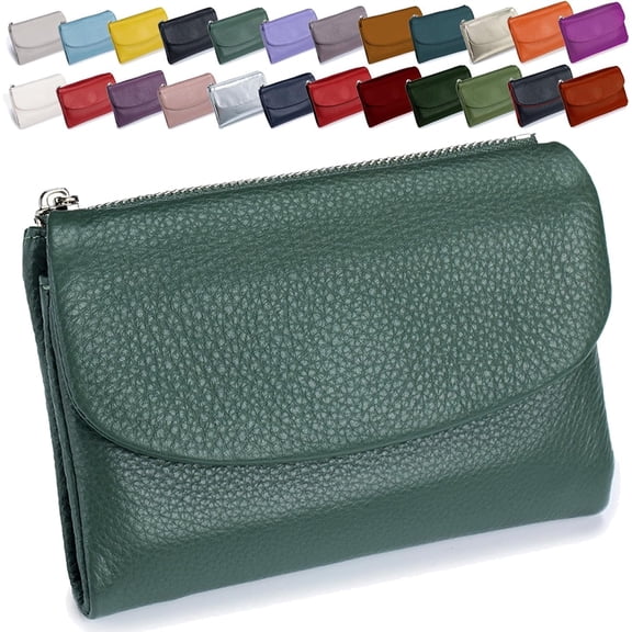 Precious Wallet for Women, Unisex Pebble Leather Wallet, Short Genuine Leather Coin Card Holder, Women's RFID Small Leather Bifold Wallet with Card Holder & Coin Purse