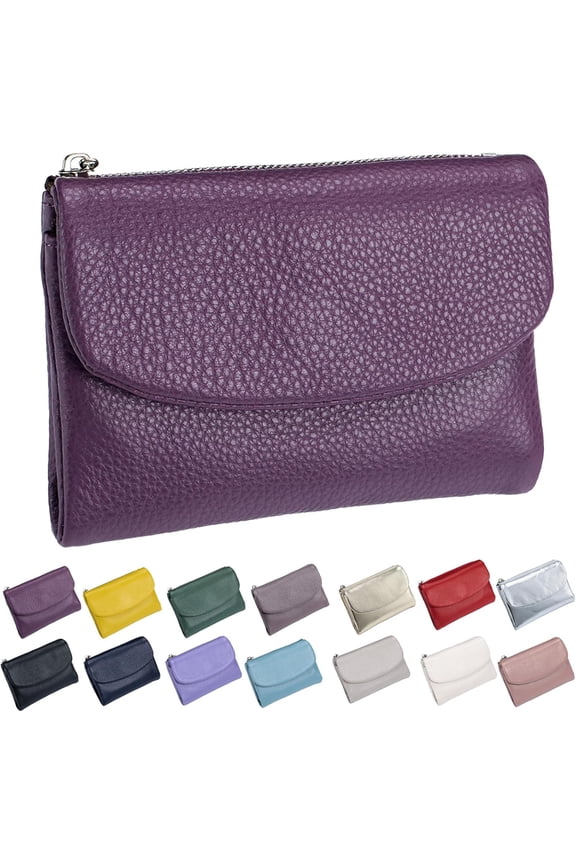 Precious Wallet for Women, Unisex Pebble Leather Wallet, 5.3In Short Genuine Leather Coin Card Holder, for Coins and Id Cards