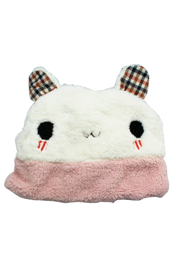 Preciously Cute Bunny Rabbit Plush Hat - Rabbit Face Cozy Plush Hat ( One Size)