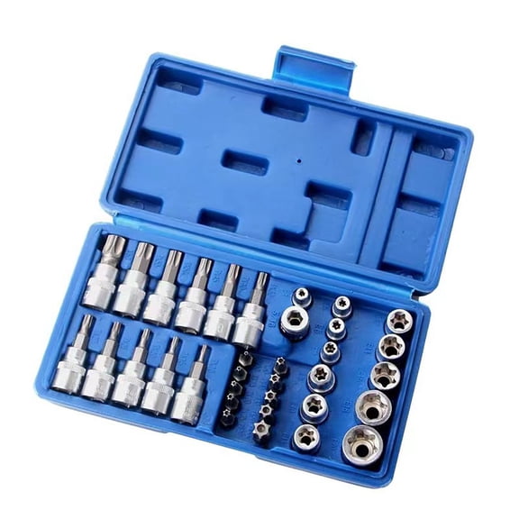 Precise 34Piece Star Socket Set with Alloy Steel Construction for Enhances Durability and Performances Mechanical Tasks