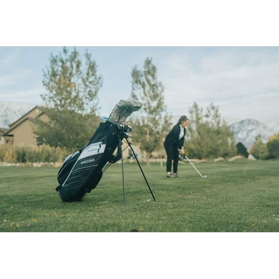 Precise AMG 14 Piece Ladies Women's Complete Right Hand Golf Club Package Set, Light Blue, Petite Size