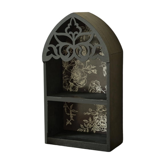 Precise Cut Wall Shelf Featurings French Quatrefoils Motifs Precise Carveds Decorative Display Stand for Relatives