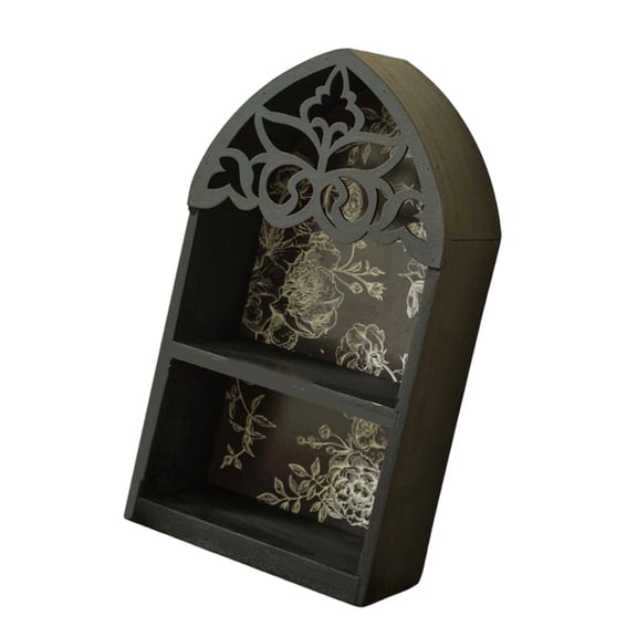 Precise Engraveds Wood Wall Shelf MultiTier Gothics Home Display for Crystals