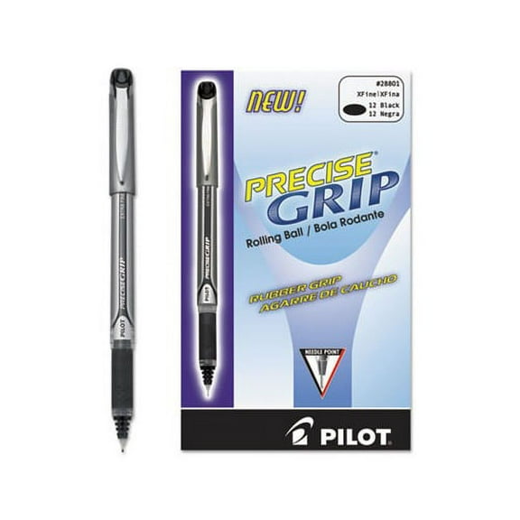 Precise Grip Stick Roller Ball Pen Extra-Fine 0.5mm, Black Ink, Black Barrel