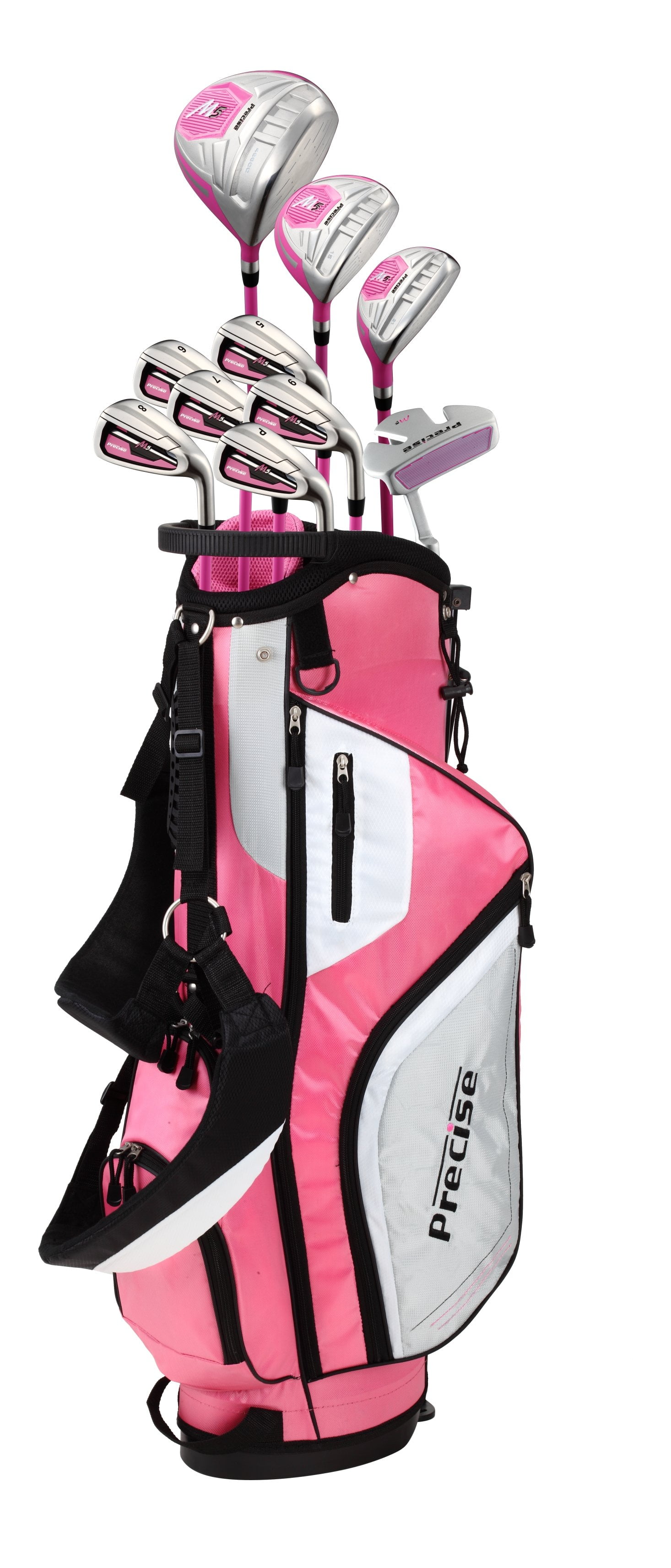 Precise Naturals M5 Beginner Ladies Complete Golf Clubs Set, Pink