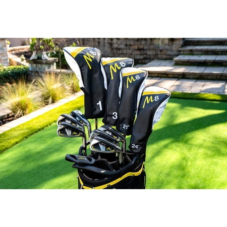 Precise M8 17-Piece Mens Right Hand Golf Clubs Complete Set w/ Lightweight Kevlar Graphite Shafts, Regular Tall Sizes