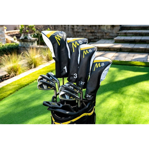 Precise M8 17-Piece Mens Right Hand Golf Clubs Complete Set w/ Lightweight Kevlar Graphite Shafts, Regular  Tall Sizes