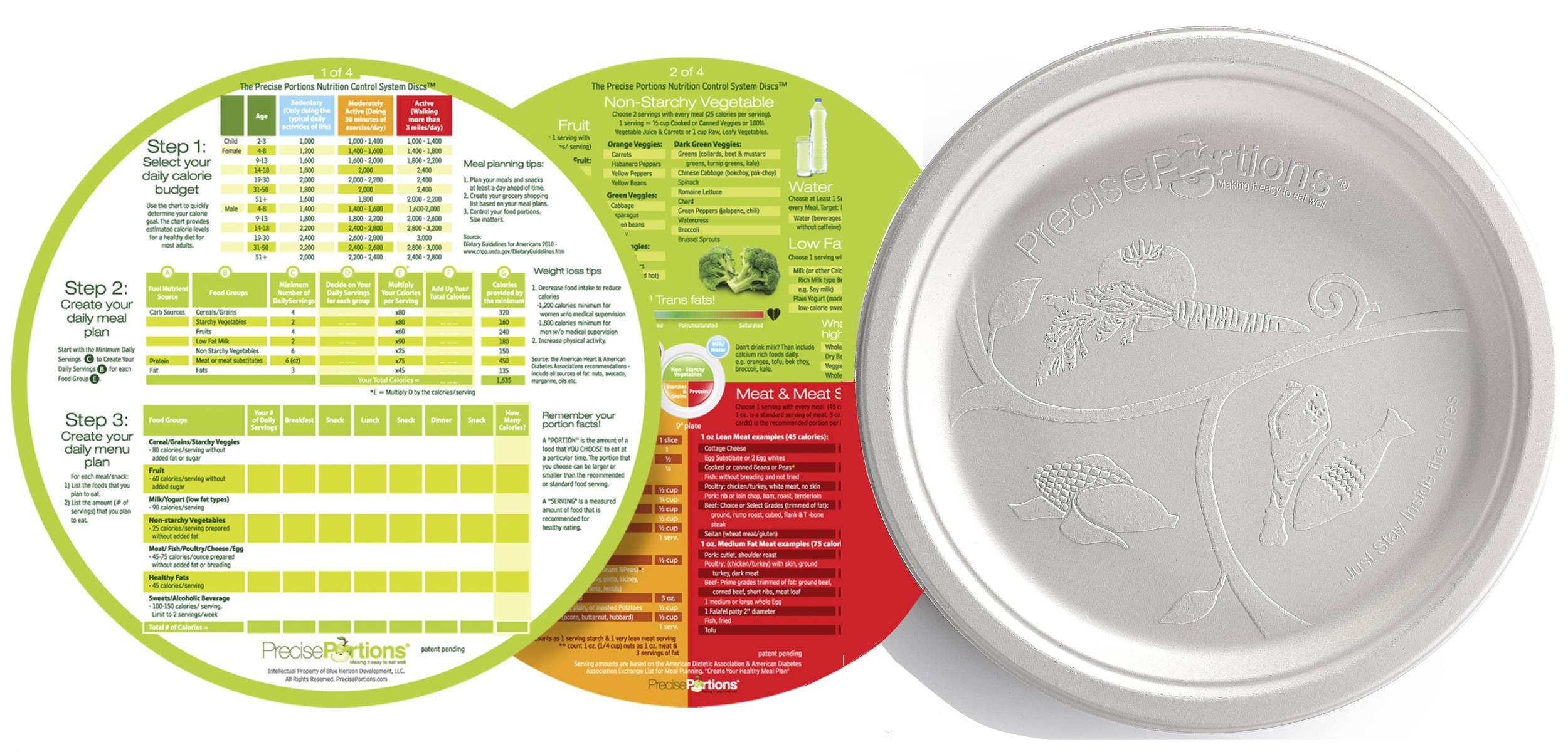 Precise Portions 10-inch Compostable Dinner Plate (Set of 25) Nutrition Guiding Plates, Dinner Paper Plates, Light Weight Plates