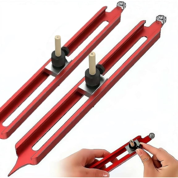 Precise Scribe Tool, 2 Pcs Aluminum Alloy Scribing Ruler With Adjustable Pencil Holder And Circle Marking Gauge Suitable For Carpenter, Tiling, DIY Woodworking(RL)