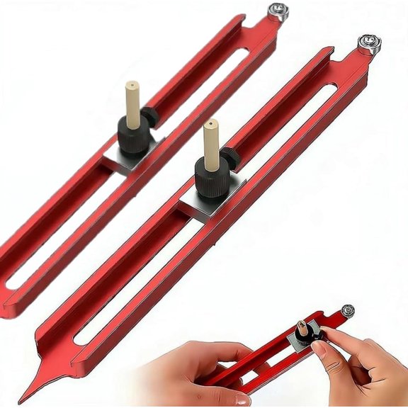Precise Scribe Tool, 2 Pcs Aluminum Alloy Scribing Ruler With Adjustable Pencil Holder And Circle Marking Gauge Suitable For Carpenter, Tiling, DIY Woodworking(RL)