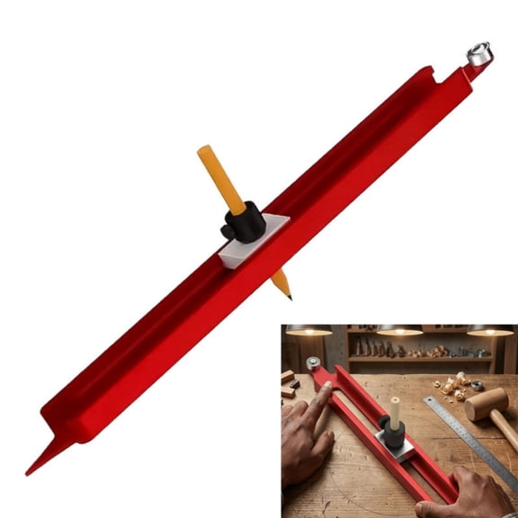 Precise Scribe Tool - Aluminum Alloy Scriber Line Maker With Adjustable Pencil Holder For DIY Woodworking, Tiling, Carpentry (1 Pc)