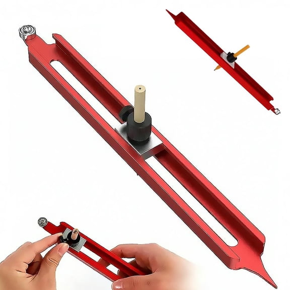 Precise Scribe Tool,DIY Woodworking Scriber Line Maker,Aluminum Alloy Scribing Ruler with Adjustable Pencil Holder,Circle Marking Gauge,Scriber Line Maker Measuring Tool For Carpenter,Tiling