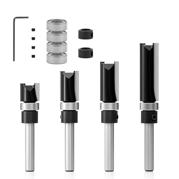 Precise Straight Bearing Router Bit Set Durability Steel for Friction and High Efficiency Woodworking Task