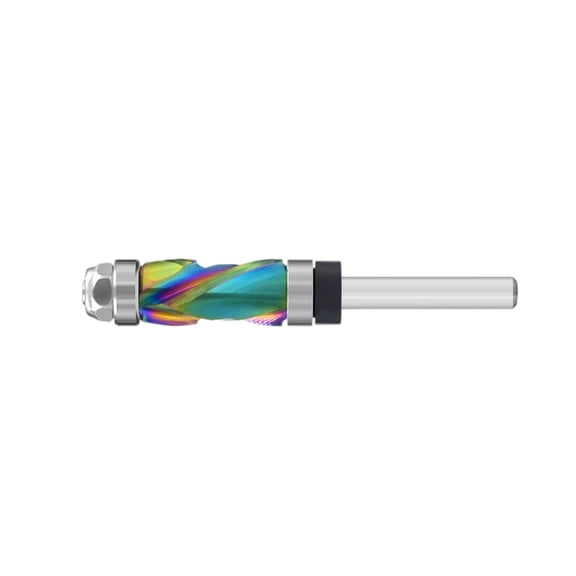 Precise Trim Router Bit With Seven Tone Oxidation Proof Coating 1/4 Shank Double Bearing Structure Stable Machining