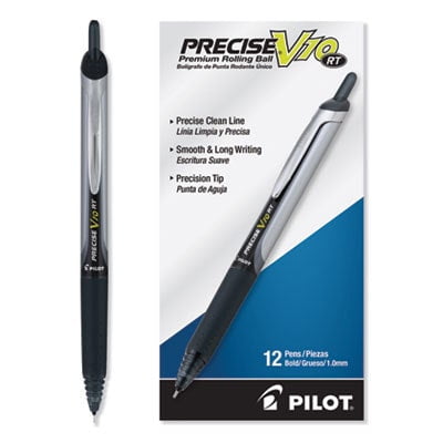 Precise V10RT Roller Ball Pen, Retractable, Bold 1 mm, Black Ink, Black Barrel, Dozen Precise V10RT Roller Ball Pen, Retractable, Bold 1 mm, Black Ink, Black Barrel, Dozen
