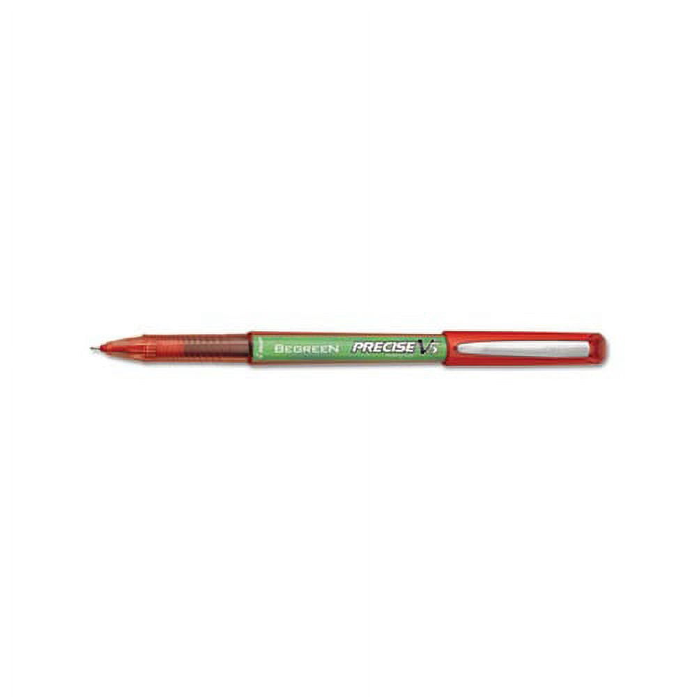 Precise V5 BeGreen Stick Roller Ball Pen 0.5mm, Red Ink/Barrel, Dozen