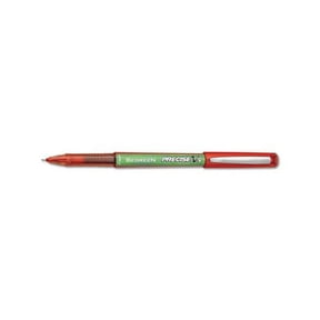 Precise V5 BeGreen Stick Roller Ball Pen 0.5mm, Red Ink/Barrel, Dozen